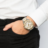 Guess Frontier Chronograph Crystals Silver Dial Two Tone Steel Strap Watch for Men - W0799G4 Authentic Buy Shop Now