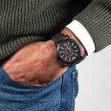 Emporio Armani Meccanico Automatic Skeleton Dial Black Leather Strap Watch For Men - AR60008 Authentic Buy Shop Now