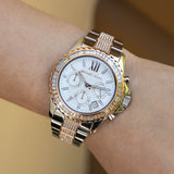 Michael Kors Everest Chronograph Silver Dial Two Tone Steel Strap Watch For Women - MK6975 Authentic Buy Shop Now