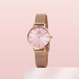 Daniel Wellington Petite Melrose Pink Dial Rose Gold Mesh Strap Watch For Women - DW00100367 Authentic Buy Shop Now
