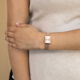 Daniel Wellington Quadro Unitone Rose Gold Dial Rose Gold Mesh Strap Watch For Women - DW00100484 Authentic Buy Shop Now