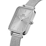 Daniel Wellington Quadro Unitone Silver Dial Silver Mesh Strap Watch For Women - DW00100486 Authentic Buy Shop Now