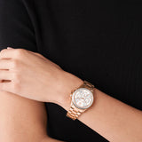 Michael Kors Everest Chronograph Silver Dial Rose Gold Steel Strap Watch For Women - MK7213 Authentic Buy Shop Now