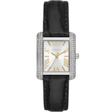 Michael Kors Emery Three Hand Silver Dial Black Leather Strap Watch For Women - MK4696 Authentic Buy Shop Now