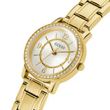 Guess Analog Diamonds Silver Dial Gold Steel Strap Watch For Women - W1013l2 Authentic Buy Shop Now