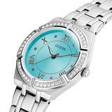 Guess Cosmo Diamonds Turquoise Dial Silver Steel Strap Watch for Women - GW0033L7 Authentic Buy Shop Now