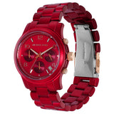 Michael Kors Runway Analog Chronograph Red Dial Red Steel Strap Watch for Women - MK7436 Authentic Buy Shop Now