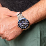Tommy Hilfiger Jordan Chronograph Blue Dial Silver Steel Strap Watch For Men - 1792094 Authentic Buy Shop Now