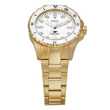 Fossil Blue Dive Three Hand White Dial Gold Steel Strap Watch For Women - ES5350 Authentic Buy Shop Now