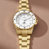 Fossil Blue Dive Three Hand White Dial Gold Steel Strap Watch For Women - ES5350 Authentic Buy Shop Now