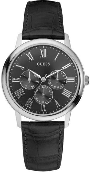 Guess Wafer Analog Black Dial Black Leather Strap Watch For Men - W70016G1 Authentic Buy Shop Now