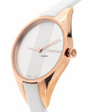 Calvin Klein Rebel White Grey Dial White Leather Strap Watch for Women - K8P236L6 Authentic Buy Shop Now
