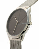 Calvin Klein Minimal Black Dial Silver Mesh Bracelet Watch for Men - K3M21123 Authentic Buy Shop Now