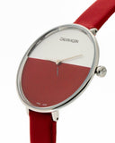 Calvin Klein Rise Yellow Red Dial Red Leather Strap Watch for Women - K7A231UP Authentic Buy Shop Now