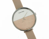 Calvin Klein Rise White Beige Dial Beige Leather Strap Watch for Women - K7A231XH Authentic Buy Shop Now