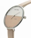 Calvin Klein Rise White Beige Dial Beige Leather Strap Watch for Women - K7A231XH Authentic Buy Shop Now