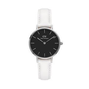 Daniel Wellington Classic Petite Bondi Black Dial White Leather Strap Watch for Women - DW00100286 Authentic Buy Shop Now