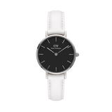 Daniel Wellington Classic Petite Bondi Black Dial White Leather Strap Watch for Women - DW00100286 Authentic Buy Shop Now