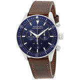 Movado Heritage 29mm Chronograph Blue Dial Brown Leather Strap Watch For Men - 3650061 Authentic Buy Shop Now