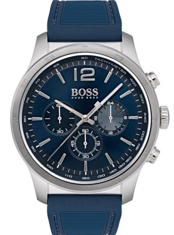 Hugo Boss Professional Chronograph Blue Dial Blue Silicone Strap Watch for Men - 1513526 Authentic Buy Shop Now