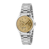 Gucci G Timeless Quartz Gold Dial Silver Steel Strap Watch for Women - YA1265035 Authentic Buy Shop Now
