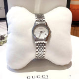 Gucci G Timeless Diamonds Mother of Pearl Dial Silver Steel Strap Watch For Women - YA126510 Authentic Buy Shop Now