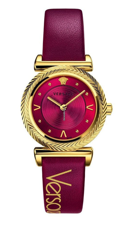 Versace V-Motif Red Dial Red Leather Strap Watch for Women - VERE00418 Authentic Buy Shop Now