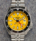 Seiko 5 Sport SKX GMT US Special Creation Automatic Yellow Dial Silver Steel Strap Watch for Men - SSK017K1 Authentic Buy Shop Now