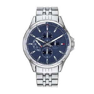 Tommy Hilfiger Shawn Multifunction Quartz Blue Dial Silver Steel Strap Watch for Men - 1791612 Authentic Buy Shop Now