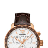 Tissot Quickster Chronograph 42mm White Dial Brown Leather Strap Watch For Men - T095.417.36.037.00 Authentic Buy Shop Now