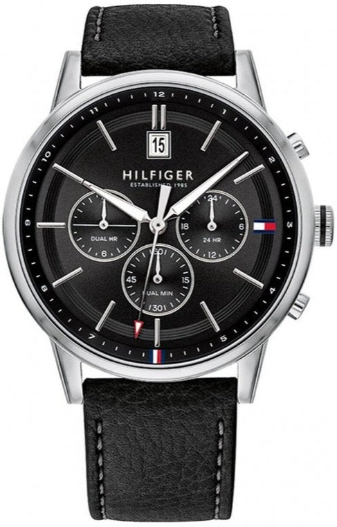Tommy Hilfiger Kyle Quartz Black Dial Black Leather Strap Watch for Men - 1791630 Authentic Buy Shop Now