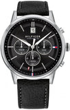 Tommy Hilfiger Kyle Quartz Black Dial Black Leather Strap Watch for Men - 1791630 Authentic Buy Shop Now