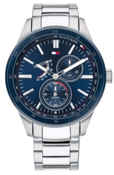 Tommy Hilfiger Austin Blue Dial Silver Steel Strap Watch for Men - 1791640 Authentic Buy Shop Now