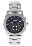 Fossil Machine Chronograph Black Dial Silver Steel Strap Watch for Men - FS4776 Authentic Buy Shop Now