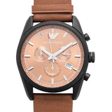 Emporio Armani Sportivo Chronograph Brown Dial Brown Leather Strap Watch For Men - AR6077 Authentic Buy Shop Now