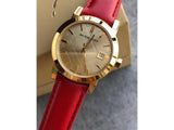 Burberry The City Gold Dial Red Leather Strap Watch for Women - BU9140 Authentic Buy Shop Now