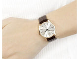 Calvin Klein City White & Gold Dial Brown Leather Strap Watch For Women - K2G23620 Authentic Buy Shop Now