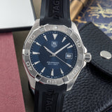 Tag Heuer Aquaracer Quartz Blue Dial Black Rubber Strap Watch for Men - WAY1112.FT8021 Authentic Buy Shop Now