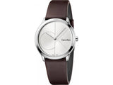 Calvin Klein Minimal Silver Dial Brown Leather Strap Watch for Men - K3M221G6 Authentic Buy Shop Now