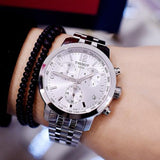 Tissot PRC 200 Chronograph Quartz Silver Dial Silver Steel Strap Watch For Men - T055.417.11.037.00 Authentic Buy Shop Now