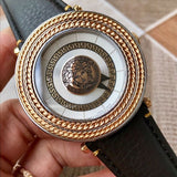 Versace V Metal Icon Quartz Silver Dial Brown Leather Strap Watch For Men - VQL010015 Authentic Buy Shop Now