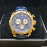 Versace V-Ray Blue Chronograph Blue Dial Blue Leather Strap Watch for Men - VDB030014 Authentic Buy Shop Now