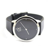 Calvin Klein Minimal Diamonds Black Dial Black Leather Strap Watch for Men - K3M211CS Authentic Buy Shop Now