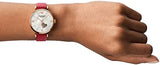 Emporio Armani Gianni T-Bar Mother of Pearl White Dial Red Leather Strap Watch For Women - AR60048 Authentic Buy Shop Now