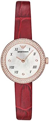Emporio Armani Rosa Two Hand White Dial Red Leather Strap Watch For Women - AR11357 Authentic Buy Shop Now