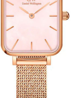 Daniel Wellington Quadro Pressed Melrose Pink Dial Pink Mesh Bracelet Watch For Women - DW00100510 Authentic Buy Shop Now
