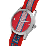 Gucci G Timeless Quartz Red Dial Two Tone NATO Strap Watch For Men - YA1264070 Authentic Buy Shop Now