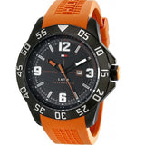Tommy Hilfiger Cole Black Dial Orange Rubber Strap Watch for Men - 1790985 Authentic Buy Shop Now