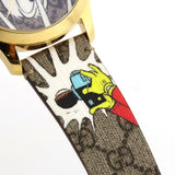 Gucci G Timeless Disney Donald Duck Brown Dial Brown Leather Strap Watch For Women - YA1264167 Authentic Buy Shop Now