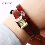 Gucci G Frame White Dial Red Leather Strap Watch For Women - YA128524 Authentic Buy Shop Now